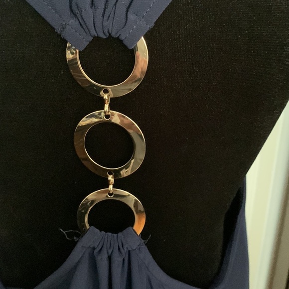 AUW brand Sleeveless Blouse with 3 Gold Rings down the back - Picture 3 of 5